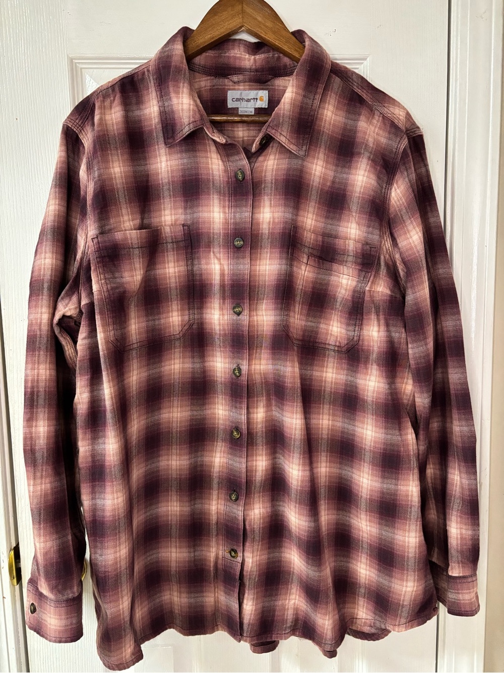 Carhartt Burgundy Plaid Button-Down Shirt